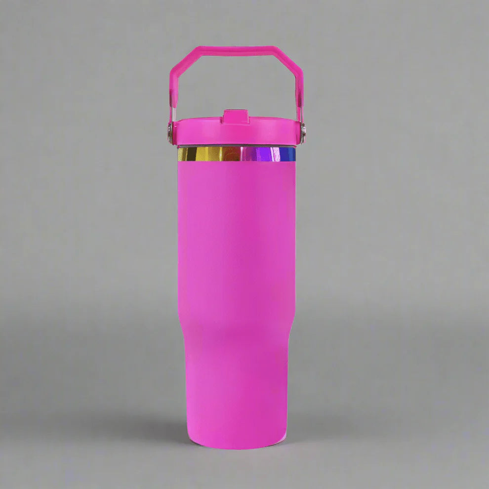 Engravable 30oz Rainbow Plated Flip Tumbler