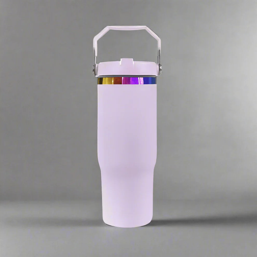 Engravable 30oz Rainbow Plated Flip Tumbler