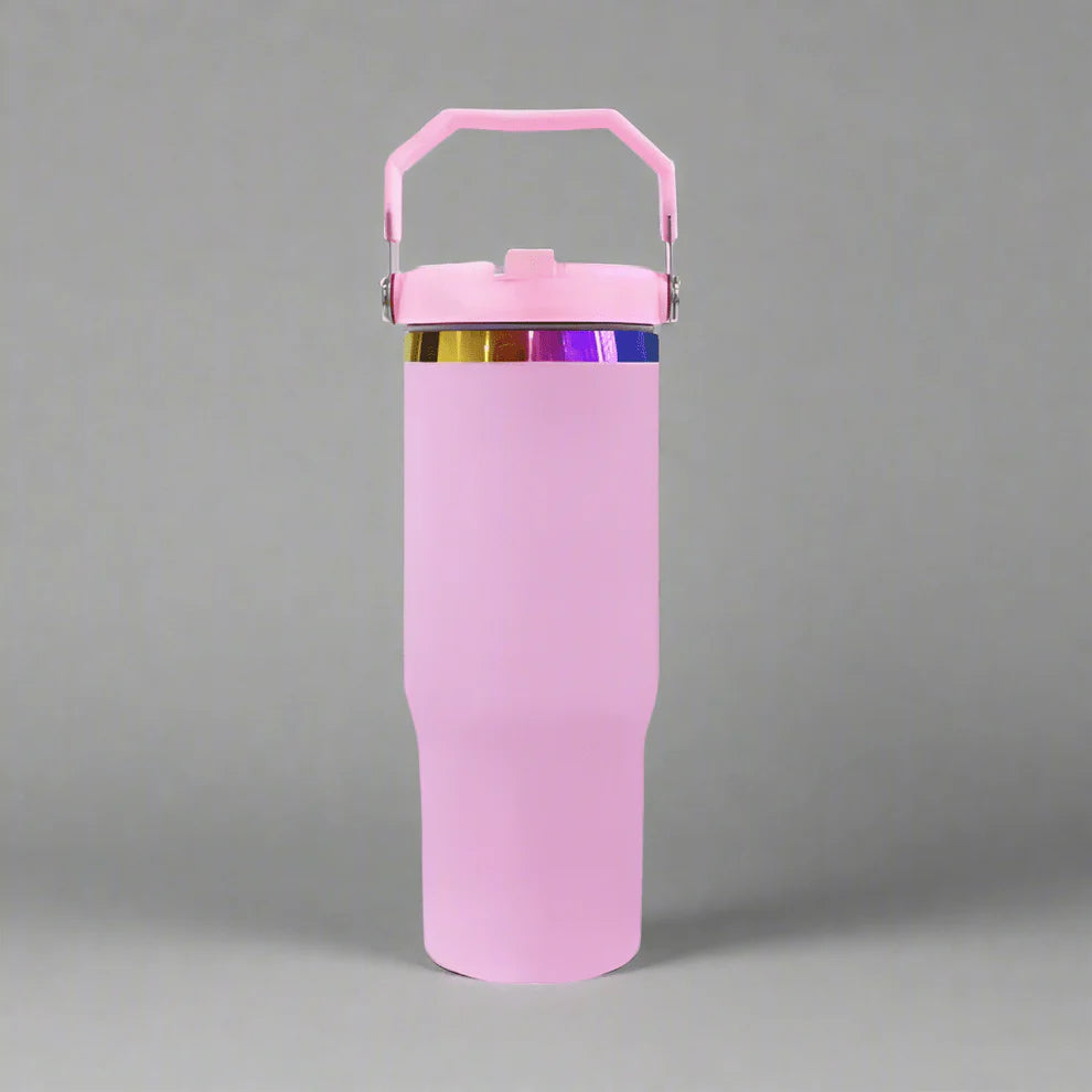 Engravable 30oz Rainbow Plated Flip Tumbler